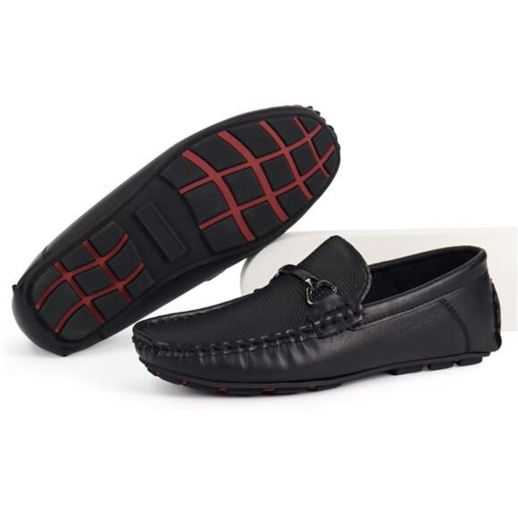 Kids Penny Loafer Casual Slip-On Moccasin Flats Boys Uniform School Black‎ Shoes - Picture 4 of 6